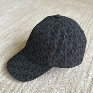 Michael Kors Monogram MK Logo Black Baseball Cap Hat Adjustable Printed Logo